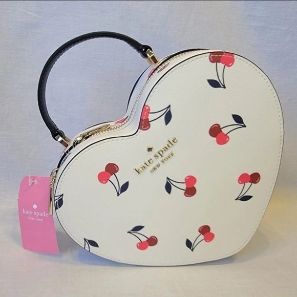 Kate Spade Handbags - Kate Spade Love Shack Dancing Cherries Saffiano Heart Crossbody Bag